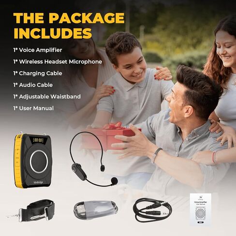 Voice Amplifier with Wireless Microphone Headset – Waterproof Portable Speaker Microphone with TWS Stereo, SOS, Recording – Rechargeable Bluetooth 5.0 PA System for Teachers, Coaches, Tour Guides in Kuwait