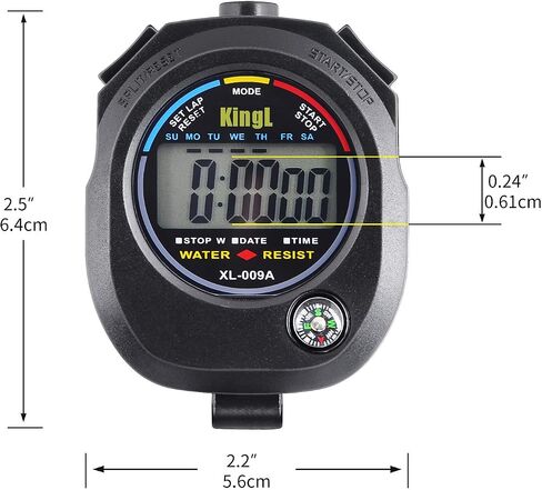2 Pack Digital Stopwatch Timer: شاشة كبيرة متعددة الوظائف تتوقف عن المشاهدة للمدربين الرياضيين السباحة المسبقين للياقة البدنية الحكام الإلكترونية مع إنذار وقت تقسيم اللفة للأطفال البالغين in Kuwait