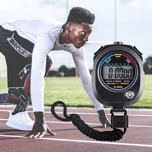 2 Pack Digital Stopwatch Timer: شاشة كبيرة متعددة الوظائف تتوقف عن المشاهدة للمدربين الرياضيين السباحة المسبقين للياقة البدنية الحكام الإلكترونية مع إنذار وقت تقسيم اللفة للأطفال البالغين in Kuwait