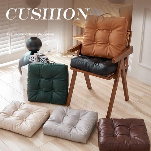 Dual Sided Bench Cushion - Waterproof Faux Leather & Plush Velvet Reversible Seat Pad (16"/18"), Non-Slip Chair Cushion with Handle (6 Colors) (Brown, 18x18x3 Inch (Pack of 1)) in Saudi Arabia