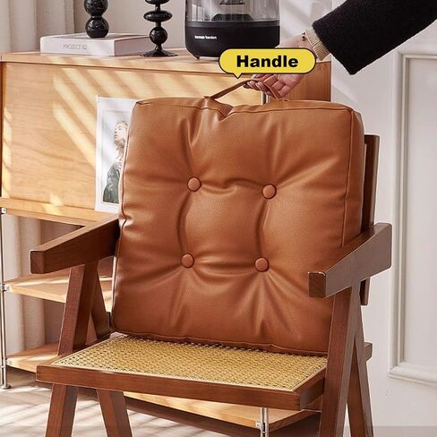 Dual Sided Bench Cushion - Waterproof Faux Leather & Plush Velvet Reversible Seat Pad (16"/18"), Non-Slip Chair Cushion with Handle (6 Colors) (Brown, 18x18x3 Inch (Pack of 1)) in Saudi Arabia