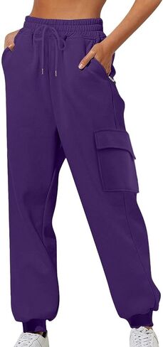 Cargo Sweatpants for Women Highwaisted Baggy Womens Joggers with Pockets Fall Hiking Wokrout Jounge Travel Sweat Pants in Saudi Arabia