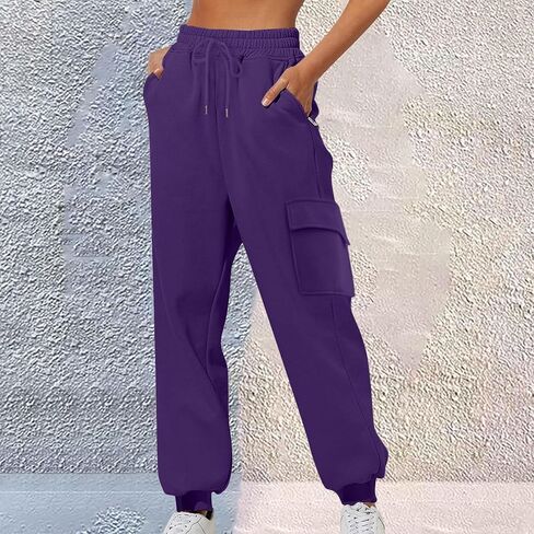 Cargo Sweatpants for Women Highwaisted Baggy Womens Joggers with Pockets Fall Hiking Wokrout Jounge Travel Sweat Pants in Saudi Arabia