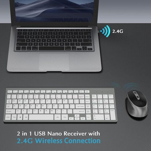 Wireless Keyboard Mouse Combo, J JOYACCESS 2.4G Ergonomic Computer Keyboard,Ergonomic Wireless Mouse for PC,Windows, Laptop, Desktop, Chromebook,Mac-Grey in Saudi Arabia