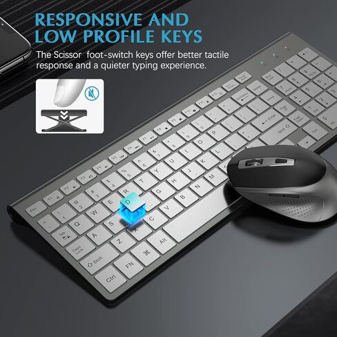 Wireless Keyboard Mouse Combo, J JOYACCESS 2.4G Ergonomic Computer Keyboard,Ergonomic Wireless Mouse for PC,Windows, Laptop, Desktop, Chromebook,Mac-Grey in Saudi Arabia