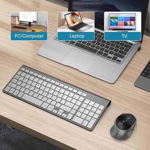 Wireless Keyboard Mouse Combo, J JOYACCESS 2.4G Ergonomic Computer Keyboard,Ergonomic Wireless Mouse for PC,Windows, Laptop, Desktop, Chromebook,Mac-Grey in Saudi Arabia