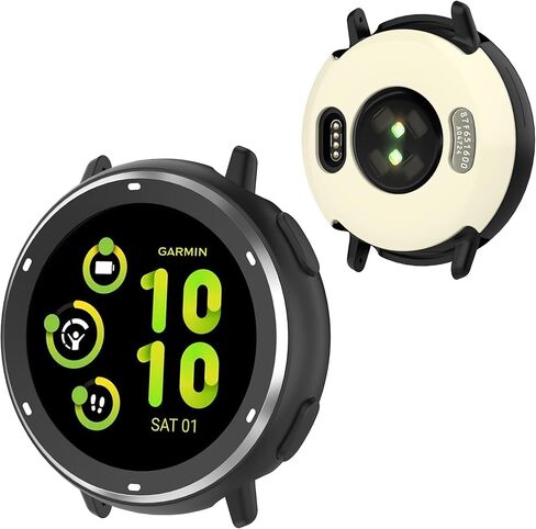 BEARDDO 2 في 1 حالة معدنية لـ Garmin Vivoactive 5 مع تغطية TPU الخلفية ، غطاء وقائي مقاوم للصدمات وعرة مع إكسسوارات القماش التنظيف لـ Garmin Vivoactive 5 Smartwatch Bezel (Dark Gray) in Kuwait