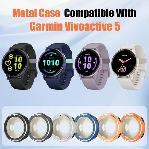 BEARDDO 2 في 1 حالة معدنية لـ Garmin Vivoactive 5 مع تغطية TPU الخلفية ، غطاء وقائي مقاوم للصدمات وعرة مع إكسسوارات القماش التنظيف لـ Garmin Vivoactive 5 Smartwatch Bezel (Dark Gray) in Kuwait