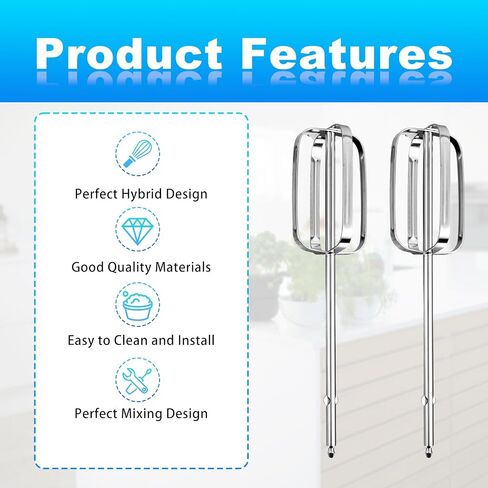 2pcs Hand Mixer Beaters Attachments Compatible with BLACK & DECKER, Universal Stainless Steel Hand Mixer Turbo Beaters Replacement for Cooking and Baking Tool Accessory in Kuwait