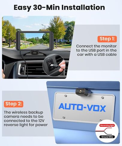 AUTO-VOX Wireless Backup Camera: 5" 1080P HD Dual-Channel Monitor, Easy Installation,Stable Digital Transmission Signal,IP69K Waterproof Night Vision Back Up Camera for Truck,SUV,Pickup,Car,Trailer in Saudi Arabia