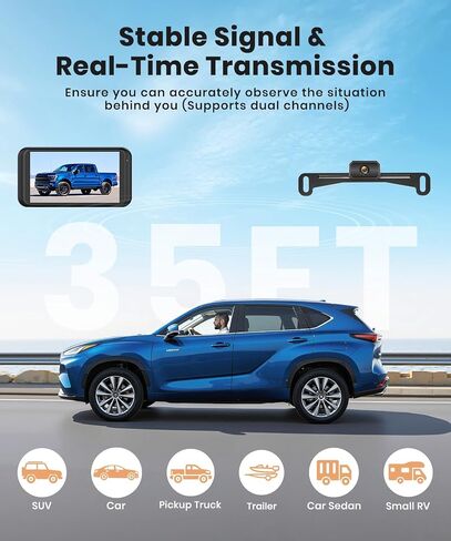 AUTO-VOX Wireless Backup Camera: 5" 1080P HD Dual-Channel Monitor, Easy Installation,Stable Digital Transmission Signal,IP69K Waterproof Night Vision Back Up Camera for Truck,SUV,Pickup,Car,Trailer in Saudi Arabia