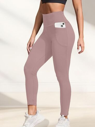 Buttery Soft Leggings with Pockets, High Waisted Tummy Control No See Through Workout Yoga Pants for Women in Saudi Arabia