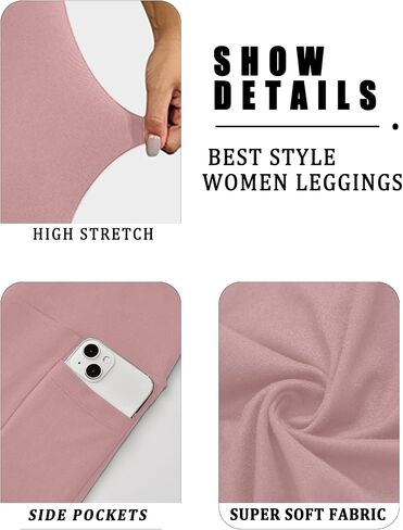 Buttery Soft Leggings with Pockets, High Waisted Tummy Control No See Through Workout Yoga Pants for Women in Saudi Arabia