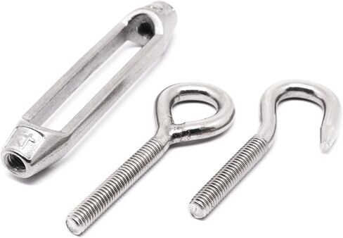 5Pcs M4 Turnbuckle Hook and Hook, 304 Stainless Steel Turnbuckle Tensioner Heavy Duty Turnbuckles Wire Rope Tension Turn Buckle in Kuwait