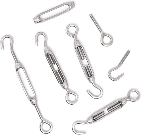 5Pcs M4 Turnbuckle Hook and Hook, 304 Stainless Steel Turnbuckle Tensioner Heavy Duty Turnbuckles Wire Rope Tension Turn Buckle in Kuwait