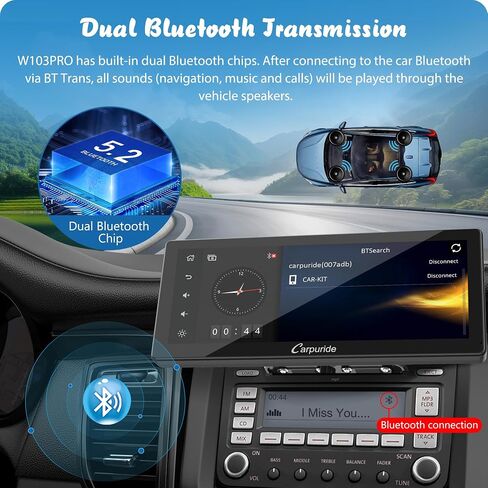 شاشة Carpuride W903S Wireless Carplay & Android Auto مع 3 قناة Dash Cam ، 4K الأمامية والخلفية 1080 بكسل ، 1080 بكسل كاميرا كابينة الأشعة تحت الحمراء للسيارات مع بطاقة 64 جيجابايت ، تسجيل حلقة ، بلوتوث in Kuwait
