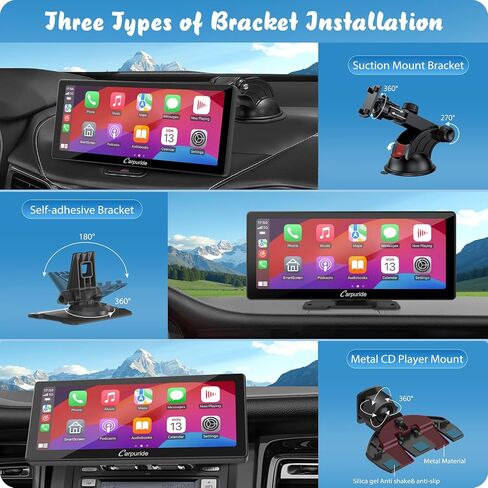 شاشة Carpuride W903S Wireless Carplay & Android Auto مع 3 قناة Dash Cam ، 4K الأمامية والخلفية 1080 بكسل ، 1080 بكسل كاميرا كابينة الأشعة تحت الحمراء للسيارات مع بطاقة 64 جيجابايت ، تسجيل حلقة ، بلوتوث in Kuwait