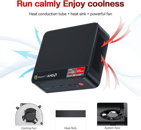 كمبيوتر صغير Beelink SER5 PRO، AMD Ryzen 5 5600H (حتى 4.2 جيجا هرتز، 6C/12T)، ذاكرة وصول عشوائي DDR4 سعة 16 جيجا (3200 ميجا هرتز)/500 جيجا بايت M.2 PCIe3.0 NVMe SSD كمبيوتر صغير، يدعم شاشة عرض ثلاثية الشاشات 4K/WiFi 6/BT5.2 in Kuwait