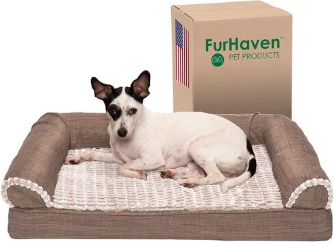 سرير الكلب في Furhaven Memory Foam للكلاب الكبيرة مع مدافع قابلة للإزالة وغطاء قابل للغسل ، للكلاب التي يصل إلى 95 رطلاً - أريكة مبطن - البحرية (الأزرق) ، Jumbo/ XL in Saudi Arabia