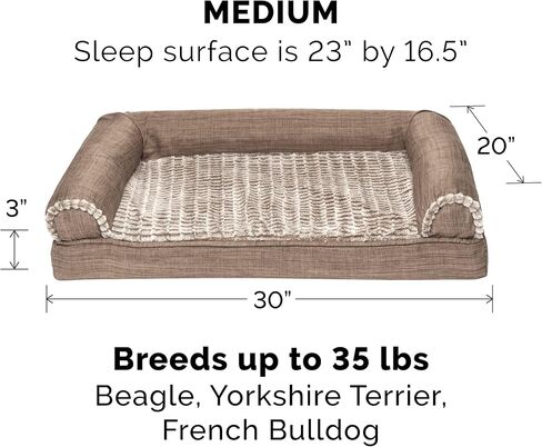 سرير الكلب في Furhaven Memory Foam للكلاب الكبيرة مع مدافع قابلة للإزالة وغطاء قابل للغسل ، للكلاب التي يصل إلى 95 رطلاً - أريكة مبطن - البحرية (الأزرق) ، Jumbo/ XL in Saudi Arabia