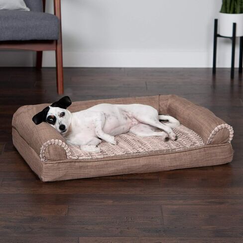 سرير الكلب في Furhaven Memory Foam للكلاب الكبيرة مع مدافع قابلة للإزالة وغطاء قابل للغسل ، للكلاب التي يصل إلى 95 رطلاً - أريكة مبطن - البحرية (الأزرق) ، Jumbo/ XL in Saudi Arabia