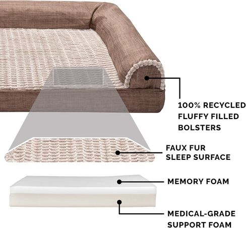 سرير الكلب في Furhaven Memory Foam للكلاب الكبيرة مع مدافع قابلة للإزالة وغطاء قابل للغسل ، للكلاب التي يصل إلى 95 رطلاً - أريكة مبطن - البحرية (الأزرق) ، Jumbo/ XL in Saudi Arabia