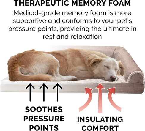 سرير الكلب في Furhaven Memory Foam للكلاب الكبيرة مع مدافع قابلة للإزالة وغطاء قابل للغسل ، للكلاب التي يصل إلى 95 رطلاً - أريكة مبطن - البحرية (الأزرق) ، Jumbo/ XL in Saudi Arabia