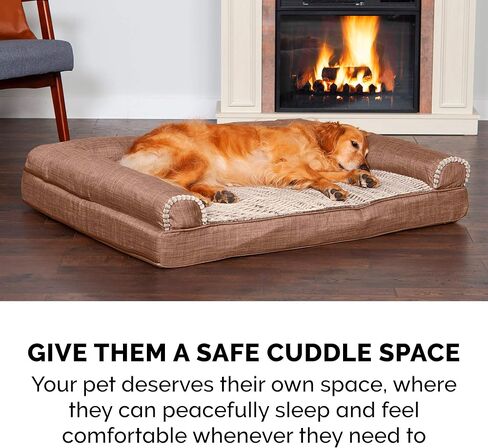 سرير الكلب في Furhaven Memory Foam للكلاب الكبيرة مع مدافع قابلة للإزالة وغطاء قابل للغسل ، للكلاب التي يصل إلى 95 رطلاً - أريكة مبطن - البحرية (الأزرق) ، Jumbo/ XL in Saudi Arabia