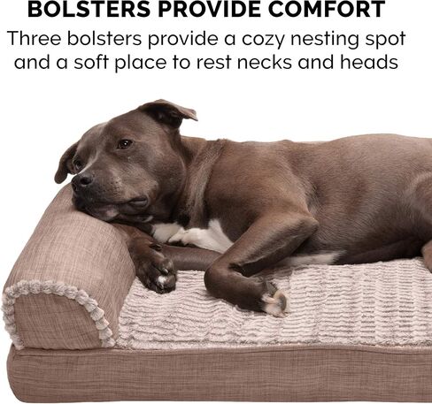 سرير الكلب في Furhaven Memory Foam للكلاب الكبيرة مع مدافع قابلة للإزالة وغطاء قابل للغسل ، للكلاب التي يصل إلى 95 رطلاً - أريكة مبطن - البحرية (الأزرق) ، Jumbo/ XL in Saudi Arabia
