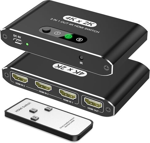 HDMI 2.1 Switch 3 in 1 Out,8K HDMI Splitter Switcher,Supports 4K@120Hz,8K@60Hz, 48Gbps Ultra HD HDMI Box, Aluminum Shell, Compatible with PS4/PS5, Xbox, Fire Stick, Apple TV, Roku, HD TV. in Saudi Arabia