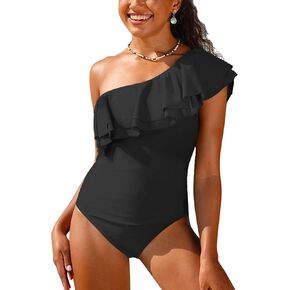Hilor Women's Slimming One Piece Swimsuit One Shoulder Bathing Suits Modest Swimwear in Kuwait