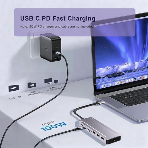 USB C HUB 10GBPS ، USB C Flitter مع إخراج الفيديو 4K@60Hz ، شحن تسليم الطاقة 100W ، نقل البيانات ، محول Multiport USB4 HUB لـ MacBook Pro/Air ، iPad Pro ، Mac Mini والمزيد من الأجهزة C in Kuwait