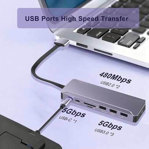 USB C HUB 10GBPS ، USB C Flitter مع إخراج الفيديو 4K@60Hz ، شحن تسليم الطاقة 100W ، نقل البيانات ، محول Multiport USB4 HUB لـ MacBook Pro/Air ، iPad Pro ، Mac Mini والمزيد من الأجهزة C in Kuwait