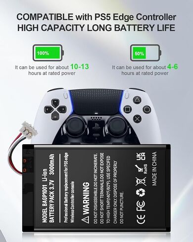 WAVYPO 2-Pack 3000mAh Battery for PS5 DualSense Edge,Upgraded High Capacity DualSense Ddge Battery Replacement ＋ Tool Kit in Saudi Arabia
