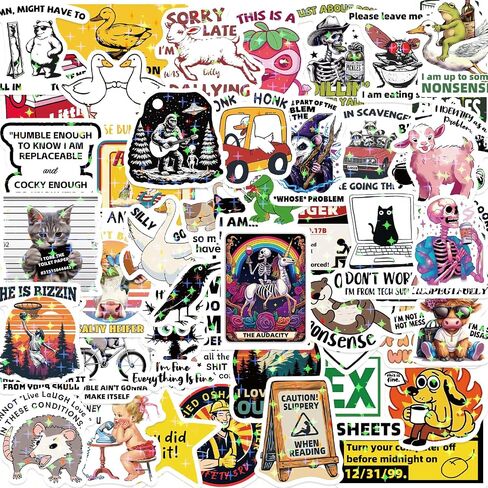 Funny Stickers for Adults 238 PCS - Holographic Sarcastic Meme Decals | Waterproof Vinyl Laptop Stickers, Water Bottle, Phone, Kindle | No Repeats in Kuwait