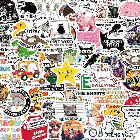 Funny Stickers for Adults 238 PCS - Holographic Sarcastic Meme Decals | Waterproof Vinyl Laptop Stickers, Water Bottle, Phone, Kindle | No Repeats in Kuwait