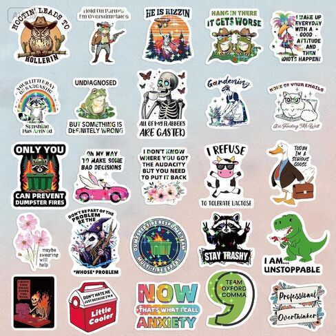 Funny Stickers for Adults 238 PCS - Holographic Sarcastic Meme Decals | Waterproof Vinyl Laptop Stickers, Water Bottle, Phone, Kindle | No Repeats in Kuwait
