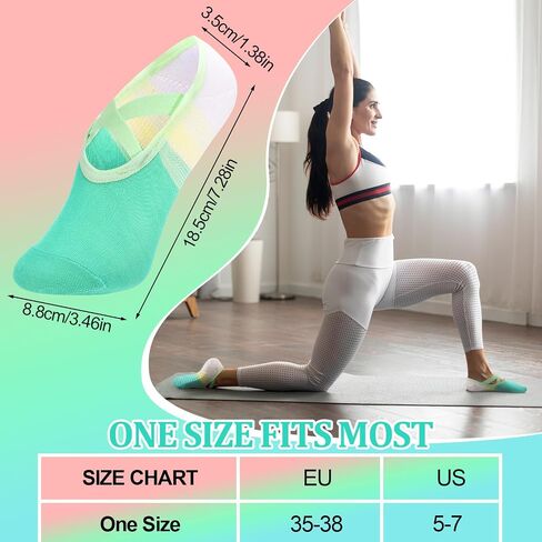 4 Pair Pilates Socks with Grips for Women X-Cross Straps Non Skid Yoga Socks Anti Slip Barre Pilates Hospital Grippy Socks(US 5-7) in Saudi Arabia