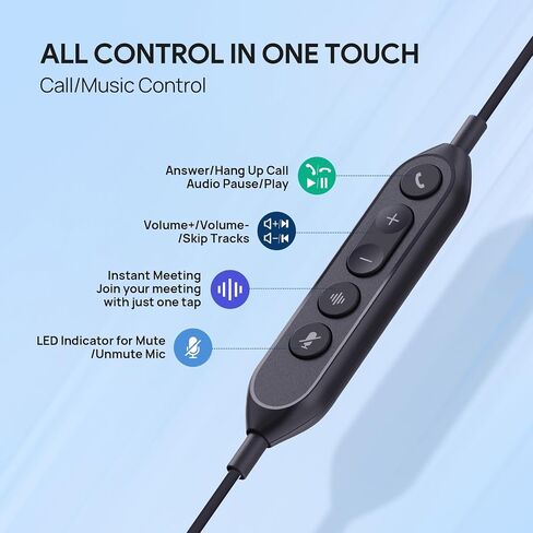 Yealink UH42 USB-A Headset with Microphone for PC Computer, Wired Headset Teams Certified, Noise Cancelling Mic, in Line Control, Mute Button, Cable Length 7.05FT, All Day Comfort in Saudi Arabia