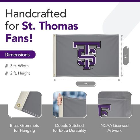 St. Thomas Tommies 2' x 3' College Sports Printed Flag - NCAA Licensed - Nylon - Tommies School Banner (Purple, White) in Kuwait