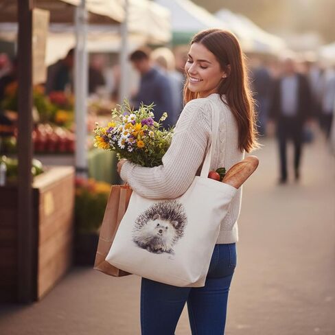 Canvas Tote Bag, Animal Design, Heavy Duty Gusseted, 100% Natural Cotton, for Shopping, Grocery, Laptop (T-PIGGY-XL) in Saudi Arabia
