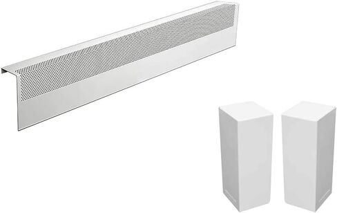 Baseboarders Basic Series 3 ft Galvanized Steel Easy Slip-On Baseboard Heater Cover and Endcaps for Hydronic [Water] Systems - White - Perfect for Bathrooms [3 ft Cover + L&R End Caps Bundle] in Saudi Arabia