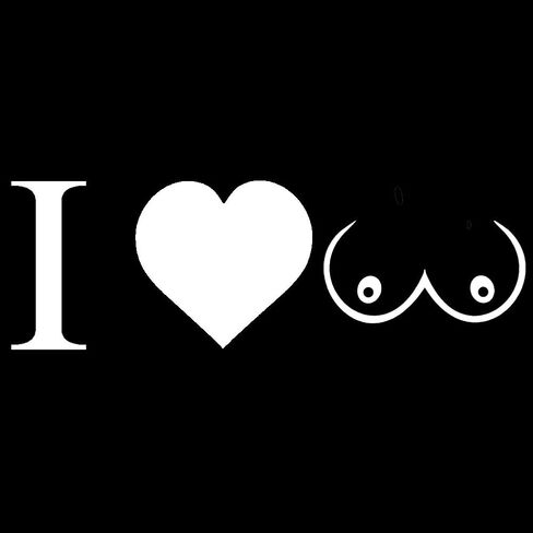 I Love Boobs 6" Vinyl Sticker Car Decal (6" Black) in Saudi Arabia