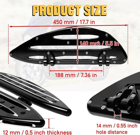 لوحات ركاب دراجة نارية واسعة | الأوتاد الأمامية للأقدام الخلفية في Harley Touring Road King و Road Glide و Street Glide و Electra Glide و Sportster و Dyna و Chrome و Batwing Style in Saudi Arabia