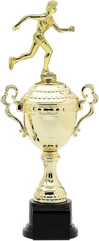 Express Medals Gold Female Runner Trophy Cup with Engraved Personalized Plate in Saudi Arabia