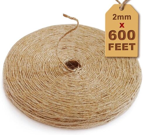 Perkhomy Natural Jute Twine 600 قدم خيوط خيوط طويلة لحرف الهدايا تغليف تعبئة البستنة الكروشيه الحياكة Macrame Decor in Kuwait