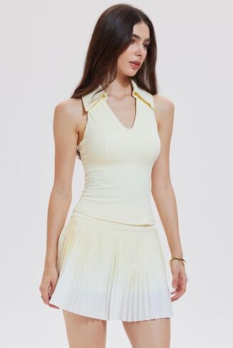AFZ Women Pleated Tennis Skirt Set Two Piece Racerback Golf Outfits High Waisted Pickleball Skirt with Shorts in Saudi Arabia