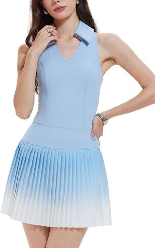 AFZ Women Pleated Tennis Skirt Set Two Piece Racerback Golf Outfits High Waisted Pickleball Skirt with Shorts in Saudi Arabia