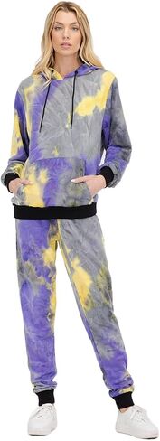 WEIV GEAR Women's Active Sweatsuits – Tie Dye Print 2 Piece Set Outfit Tracksuit Casual Pullover Tops and Sweatpants Joggers in Saudi Arabia