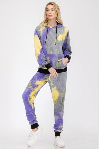 WEIV GEAR Women's Active Sweatsuits – Tie Dye Print 2 Piece Set Outfit Tracksuit Casual Pullover Tops and Sweatpants Joggers in Saudi Arabia
